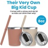 image:imageCUPKIN Stackable Stainless Steel Kids Cup Smoothie Tumbler Powder Coated Insulated Tumblers BPA Free Lid and Silicone Straw 8 Fl Oz Pack of 1 Bright BlueBrown  Peach