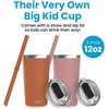 image:imageCUPKIN Stackable Stainless Steel Kids Cup Smoothie Tumbler Powder Coated Insulated Tumblers BPA Free Lid and Silicone Straw 8 Fl Oz Pack of 1 Bright BlueRust  Salmon