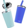 image:imageCUPKIN Stackable Stainless Steel Kids Cup Smoothie Tumbler Powder Coated Insulated Tumblers BPA Free Lid and Silicone Straw 8 Fl Oz Pack of 1 Bright BlueCobalt  Mint
