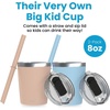 image:imageCUPKIN Stackable Stainless Steel Kids Cup Smoothie Tumbler Powder Coated Insulated Tumblers BPA Free Lid and Silicone Straw 8 Fl Oz Pack of 1 Bright BluePeach  Teal
