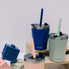 image:imageCUPKIN Stackable Stainless Steel Kids Cup Smoothie Tumbler Powder Coated Insulated Tumblers BPA Free Lid and Silicone Straw 8 Fl Oz Pack of 1 Bright BlueCobalt  Mint