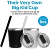 image:imageCUPKIN Stackable Stainless Steel Kids Cup Smoothie Tumbler Powder Coated Insulated Tumblers BPA Free Lid and Silicone Straw 8 Fl Oz Pack of 1 Bright BlueBlackWhite