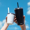 image:imageCUPKIN Stackable Stainless Steel Kids Cup Smoothie Tumbler Powder Coated Insulated Tumblers BPA Free Lid and Silicone Straw 8 Fl Oz Pack of 1 Bright BlueBright Blue