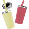 image:imageCUPKIN Stackable Stainless Steel Kids Cup Smoothie Tumbler Powder Coated Insulated Tumblers BPA Free Lid and Silicone Straw 8 Fl Oz Pack of 1 Bright BlueCoral  Yellow