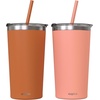 image:imageCUPKIN Stackable Stainless Steel Kids Cup Smoothie Tumbler Powder Coated Insulated Tumblers BPA Free Lid and Silicone Straw 8 Fl Oz Pack of 1 Bright BlueRust  Salmon