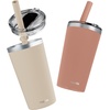 image:imageCUPKIN Stackable Stainless Steel Kids Cup Smoothie Tumbler Powder Coated Insulated Tumblers BPA Free Lid and Silicone Straw 8 Fl Oz Pack of 1 Bright BlueBrown  Peach