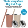 image:imageCUPKIN Stackable Stainless Steel Kids Cup Smoothie Tumbler Powder Coated Insulated Tumblers BPA Free Lid and Silicone Straw 8 Fl Oz Pack of 1 Bright BlueBrown  Peach
