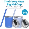 image:imageCUPKIN Stackable Stainless Steel Kids Cup Smoothie Tumbler Powder Coated Insulated Tumblers BPA Free Lid and Silicone Straw 8 Fl Oz Pack of 1 Bright BlueBlue  Gray