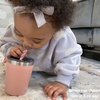 image:imageCUPKIN Stackable Stainless Steel Kids Cup Smoothie Tumbler Powder Coated Insulated Tumblers BPA Free Lid and Silicone Straw 8 Fl Oz Pack of 1 Bright BlueBrown  Peach