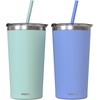 image:imageCUPKIN Stackable Stainless Steel Kids Cup Smoothie Tumbler Powder Coated Insulated Tumblers BPA Free Lid and Silicone Straw 8 Fl Oz Pack of 1 Bright BlueAqua  Periwinkle