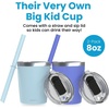 image:imageCUPKIN Stackable Stainless Steel Kids Cup Smoothie Tumbler Powder Coated Insulated Tumblers BPA Free Lid and Silicone Straw 8 Fl Oz Pack of 1 Bright BlueAqua  Periwinkle