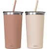 image:imageCUPKIN Stackable Stainless Steel Kids Cup Smoothie Tumbler Powder Coated Insulated Tumblers BPA Free Lid and Silicone Straw 8 Fl Oz Pack of 1 Bright BlueBrown  Peach
