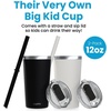 image:imageCUPKIN Stackable Stainless Steel Kids Cup Smoothie Tumbler Powder Coated Insulated Tumblers BPA Free Lid and Silicone Straw 8 Fl Oz Pack of 1 Bright BlueBlackWhite