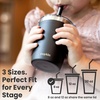 image:imageCUPKIN Stackable Stainless Steel Kids Cup Smoothie Tumbler Powder Coated Insulated Tumblers BPA Free Lid and Silicone Straw 8 Fl Oz Pack of 1 Bright BlueBlue  Gray