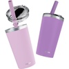 image:imageCUPKIN Stackable Stainless Steel Kids Cup Smoothie Tumbler Powder Coated Insulated Tumblers BPA Free Lid and Silicone Straw 8 Fl Oz Pack of 1 Bright BluePink  Purple