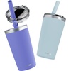 image:imageCUPKIN Stackable Stainless Steel Kids Cup Smoothie Tumbler Powder Coated Insulated Tumblers BPA Free Lid and Silicone Straw 8 Fl Oz Pack of 1 Bright BlueAqua  Periwinkle