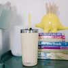 image:imageCUPKIN Stackable Stainless Steel Kids Cup Smoothie Tumbler Powder Coated Insulated Tumblers BPA Free Lid and Silicone Straw 8 Fl Oz Pack of 1 Bright BlueCoral  Yellow