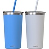 image:imageCUPKIN Stackable Stainless Steel Kids Cup Smoothie Tumbler Powder Coated Insulated Tumblers BPA Free Lid and Silicone Straw 8 Fl Oz Pack of 1 Bright BlueBlue  Gray