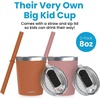 image:imageCUPKIN Stackable Stainless Steel Kids Cup Smoothie Tumbler Powder Coated Insulated Tumblers BPA Free Lid and Silicone Straw 8 Fl Oz Pack of 1 Bright BlueRust  Salmon