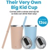 image:imageCUPKIN Stackable Stainless Steel Kids Cup Smoothie Tumbler Powder Coated Insulated Tumblers BPA Free Lid and Silicone Straw 8 Fl Oz Pack of 1 Bright BluePeach  Teal