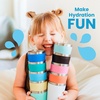 image:imageCUPKIN Stackable Stainless Steel Kids Cup Smoothie Tumbler Powder Coated Insulated Tumblers BPA Free Lid and Silicone Straw 8 Fl Oz Pack of 1 Bright BluePeach  Teal