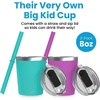 image:imageCUPKIN Stackable Stainless Steel Kids Cup Smoothie Tumbler Powder Coated Insulated Tumblers BPA Free Lid and Silicone Straw 8 Fl Oz Pack of 1 Bright BlueGreen  Pink