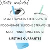 image:imageCUPKIN Stackable Stainless Steel Kids Cup Smoothie Tumbler Powder Coated Insulated Tumblers BPA Free Lid and Silicone Straw 8 Fl Oz Pack of 1 Bright BlueBlue  Green