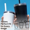 image:imageCUPKIN Stackable Stainless Steel Kids Cup Smoothie Tumbler Powder Coated Insulated Tumblers BPA Free Lid and Silicone Straw 8 Fl Oz Pack of 1 Bright BluePeach  Teal