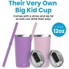 image:imageCUPKIN Stackable Stainless Steel Kids Cup Smoothie Tumbler Powder Coated Insulated Tumblers BPA Free Lid and Silicone Straw 8 Fl Oz Pack of 1 Bright BluePink  Purple