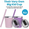 image:imageCUPKIN Stackable Stainless Steel Kids Cup Smoothie Tumbler Powder Coated Insulated Tumblers BPA Free Lid and Silicone Straw 8 Fl Oz Pack of 1 Bright BluePink  Purple