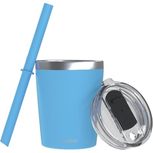 image:imageCUPKIN Stackable Stainless Steel Kids Cup Smoothie Tumbler Powder Coated Insulated Tumblers BPA Free Lid and Silicone Straw 8 Fl Oz Pack of 1 Bright BlueBright Blue