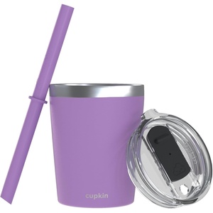image:imageCUPKIN Stackable Stainless Steel Kids Cup Smoothie Tumbler Powder Coated Insulated Tumblers BPA Free Lid and Silicone Straw 8 Fl Oz Pack of 1 Bright BluePurple