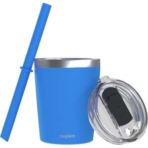 image:imageCUPKIN Stackable Stainless Steel Kids Cup Smoothie Tumbler Powder Coated Insulated Tumblers BPA Free Lid and Silicone Straw 8 Fl Oz Pack of 1 Bright BlueBlue