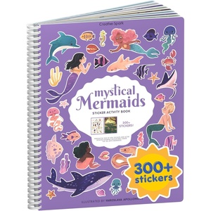 image:imageMystical Mermaids 300 Kids Sticker Book by Cupkin Toddler Travel Activity Coloring and Sticker Book Road Trip Essentials 8 Coloring Pages 8 Side by Side Scenes for Ages 28 YearsMermaids